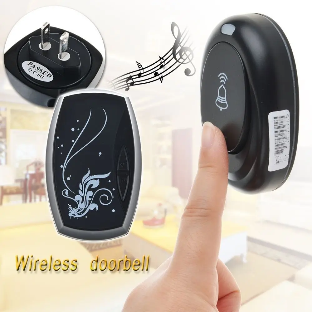 Factory Wholesale Waterproof 36 Melody Black Color Classic Wireless Doorbell Battery Operated Bell