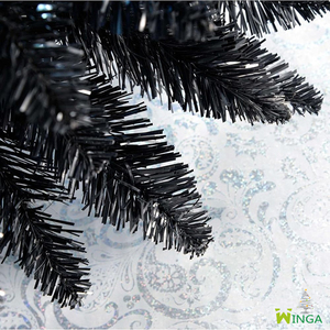 Árbol de Navidad Artificial Negro Ultrafino de 1.8m Preiluminado con Luces para Decoración del Hogar <span class=keywords><strong>y</strong></span> Festividades - Product Image 3