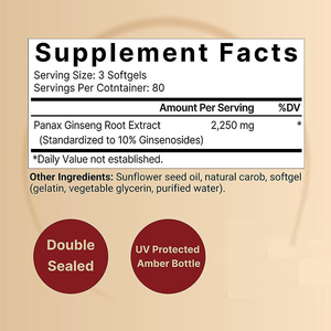 240 Cápsulas de Gel Suave de Ginseng Rojo Coreano Panax 2250mg/por Porción para Adultos, Extracto de Ginseng de 6 Años de Cultivo - Product Image 2