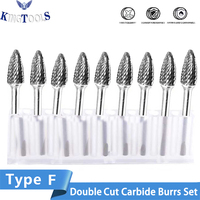 Fraise rotative en carbure de tungstène YG8 à double coupe SF pour soudure argentée, tête de meulage Dremel, débavurage, polissage, sculpture, perçage