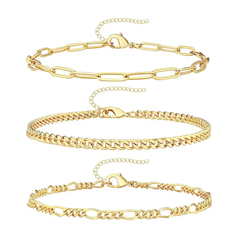 18K Gold Plated Stainless Steel Twist Chain Bracelets Dainty Link Paperclip Bracelet for Women