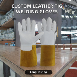 ถุงมือเชื่อม TIG หนังวัวแบบพรีเมี่ยมถุงมือนิรภัยระบายอากาศความหนา7ออนซ์ความยาว14นิ้วทนทานปรับแต่งโลโก้ได้ - Product Image 2