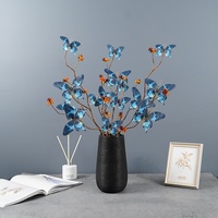 Fleur artificielle papillon en soie à branche unique pour décoration maison, mariage, hôtel, fête