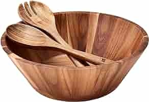Salade en bois et bol à mélanger Dessert ustensile de cuisine bol à pâte pour servir une pièce en bois élégante - Product Image 6
