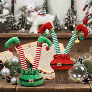 Décoration de jambe d'<span class=keywords><strong>elfe</strong></span> de noël à l'envers paillettes Festival jambes en peluche décor de noël dessin animé exquis ornement de bureau pliable - Product Image 4