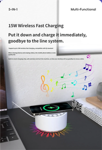Lecteur d'aide au sommeil multifonction, chargeur sans fil 15W, appareil de sommeil à bruit blanc, lumière RVB, haut-parleur Bluetooth portable - Product Image 2