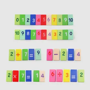 Block dominosteine 200 stücke von ziffer alphabet arithmetik puzzle holz dominosteine