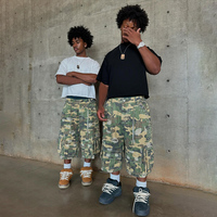 DiZNEW Nouveautés 2025 – Jean court tendance personnalisé pour homme, style streetwear décontracté, jorts baggy camouflage avec strass