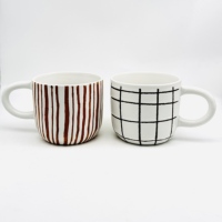Classique minimaliste 300ml grès tasse en céramique gobelet en porcelaine ligne spéciale motif Texture poche sûr thé/café cadeau