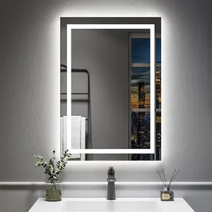 Specchio intelligente a Led di alta qualità, specchio temperato illuminato moderno rettangolare da appendere alla parete dell'hotel del bagno