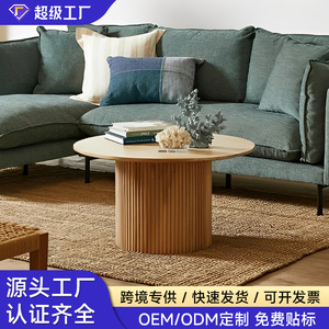 Nueva mesa de centro redonda de madera maciza de estilo transfronterizo, estilo minimalista moderno, mesa de centro para sala de estar, de pie. - Product Image 5