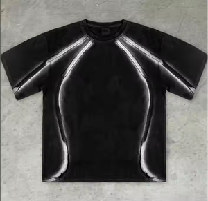 Camiseta retro de gran tamaño de color sólido hecha a medida para hombre, camiseta en blanco con logotipo bordado en blanco y negro con diseño de grafiti para hombre - Product Image 2