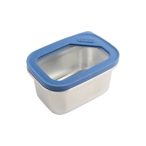 Rectangle Food Container with Blue Plastic Lid Airtight Leak Proof Stainless Steel Single Compartment <b>Lunch</b> <b>Box</b> - Product Image 4