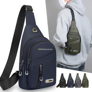 LJD810 Bolso de pecho para hombre, de nailon, resistente al agua, con múltiples compartimentos, bandolera para uso diario, gris, negro, verde, azul - Product Image 2