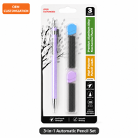 ZHUOPIN ZP-TZDF066 OEM – Kit de Crayons Mécaniques 3-en-1 Anti-Casse avec Mines en Polymère 2B de 0,9 mm – Lot de 12 Pièces