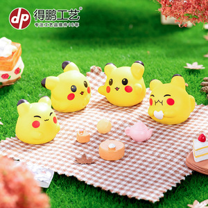 Figurine en résine Pikachu Dp, 4 pièces, mini décoration de dessin animé pour bureau ou cadeau - Product Image 3