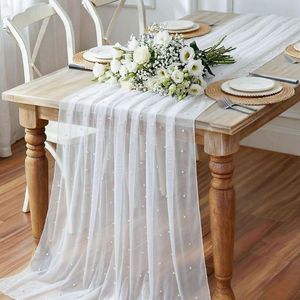 Custom Sheer Gauze Tulle <b>Table</b> <b>Runner</b> Custom Size Custom Shape Hotel Quality For International Bridal Shower Decorators - Product Image 1