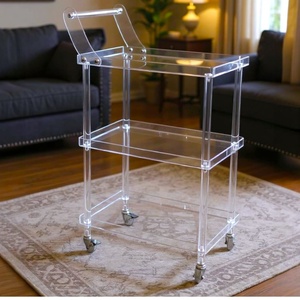 <span class=keywords><strong>Carrello</strong></span> Bar Moderno in Acrilico con 4 Ruote Bloccabili, <span class=keywords><strong>Carrello</strong></span> di Servizio Trasparente con Portabottiglie e Portabicchieri per Hotel e Cucina - Product Image 1