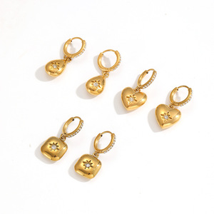 ต่างหูทรงหยดน้ำรูปหัวใจประดับเพชรซิร์คอนสแตนเลสสำหรับผู้หญิง เครื่องประดับสำหรับงานปาร์ตี้ - Product Image 4