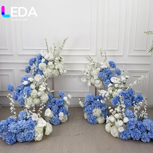 LEDA Artificial Silk <b>Blue</b> White Flower Ball Flower <b>runner</b> <b>Table</b> Decorative Centerpiece Floral Arrangement <b>For</b> Wedding Decoration - Product Image 1