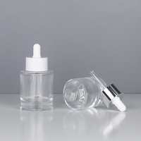 Flacon compte-gouttes en verre dépoli transparent vert de luxe personnalisé de 15 ml, 1 oz, 30 ml, 50 ml pour emballage cosmétique