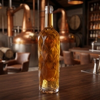 Bouteille en verre à motif géométrique de 700 ml avec bouchon à vis, bouteille à liqueur profonde