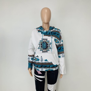 Jersey de manga larga con capucha para mujer, Blusa de talla grande azteca, ropa con capucha para primavera y otoño - Product Image 3