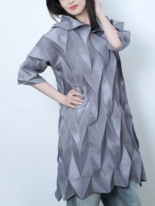 Robe plissée noire écologique à col et taille naturelle, coupe ample, design de niche, vente en gros, vêtements d'été pour femmes - Product Image 6