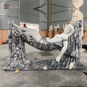 Escultura Clásica de Piedra Natural para Exteriores, Mujer Durmiendo, Estatuas de Mármol de Mujer Desnuda Acostada - Product Image 2