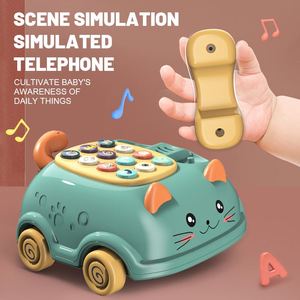Jouet éducatif multifonctionnel pour bébé Zhorya, design de chat de dessin animé, jouets de téléphone à tirer pour enfant - Product Image 2
