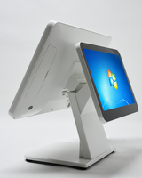 JJPOS JJ-K2B Caisse enregistreuse tactile double écran 15,6 pouces Windows/Android blanche pour supermarché, tablette POS Bluetooth/Wi-Fi 6