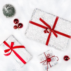 Eco-Friendly Recyclable Art <b>Paper</b> Holographic Christmas Gift <b>Wrap</b> <b>Roll</b> with Deer Snowflake Noel Design Double Sided Coated 80GSM - Product Image 2