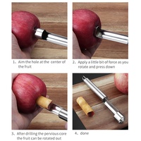 Roestvrijstalen appelboor, duurzaam fruitontpitter met gekarteld blad, ergonomische handgreep, geschikt voor appels en peren
