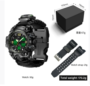 Montre tactique robuste DFS10 pour hommes, survie en plein air, 23 en 1, avec allume-feu, boussole, bracelet en corde tressée, lampe torche, sifflet, outils T - Product Image 3