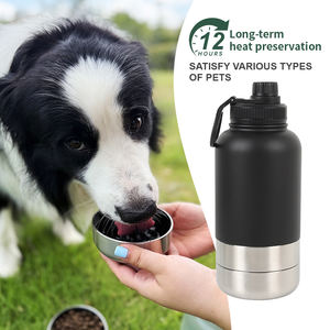 Bouteille d'eau pliable 3 en 1 pour chien en acier inoxydable avec bol de voyage, gourde isotherme portable, logo personnalisé, 1000 ml (32 oz) - Product Image 4