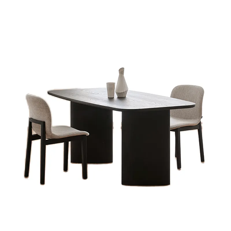 간단한 단단한 나무 식탁 창조적 인 필기 책상 로그 테이블 사무실 스튜디오 직사각형 작업대 긴 협상 회의 테이블