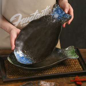 Ceramic Fish Head Steamed Fish <b>Plate</b> Microwave Safe Japanese Minimalist Design Glazed Non-Toxic Eco-Friendly Hotels Restaurant - Product Image 4