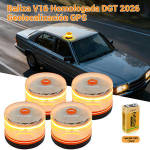 Extrastar baliza V16 DGT 2026ได้รับการรับรองตำแหน่งทางภูมิศาสตร์จีพีเอสสัญญาณฉุกเฉินพร้อมแบตเตอรี่9โวลต์ IP54ไฟเตือนรถกันน้ำ - Product Image 4