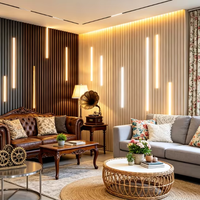 Panneau mural extérieur moderne WPC avec éclairage intégré et design graphique pour cuisine, école, atelier, salon, hôtel, maison, hôpital, salle de bain