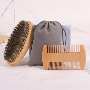 Brosse à barbe en poils de <span class=keywords><strong>blaireau</strong></span> 100% naturels en bambou de haute qualité avec logo personnalisé, vente en gros, pour hommes, ensemble de soin de la barbe avec peigne - Product Image 4