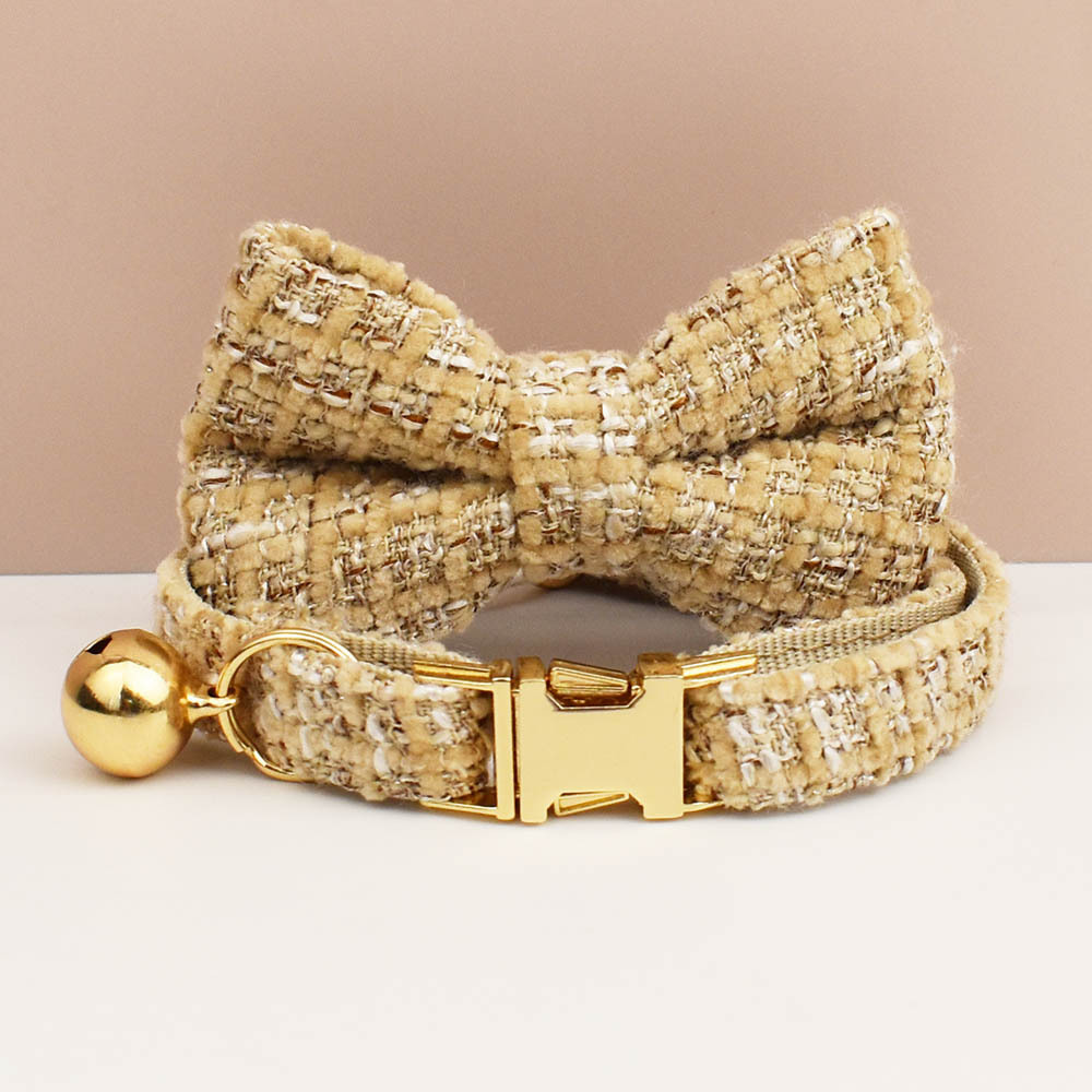 Khaki collar+bow tie