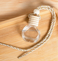 Bouteille diffuseur de parfum pour voiture en verre vide avec bouchon en bois et logo laser, mini format