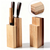 Bloc à couteaux en bois à fente unique, taille personnalisée, multifonctionnel, écologique, durable, style épuré, support à couteaux en stock