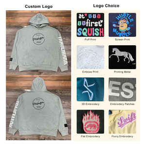 Vente en gros 100% coton sweat à capuche surdimensionné pour hommes vêtements de sport classiques patchs de broderie personnalisés évacuation de l'humidité impression de couleur unie - Product Image 2