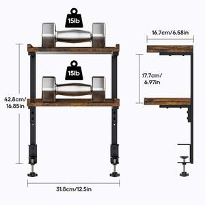 Étagère de bureau à deux niveaux à fixer sur le bureau, en <span class=keywords><strong>bois</strong></span>, pour le bureau, les accessoires de jeu, le rangement des livres sur le dessus et sous le bureau - Product Image 3