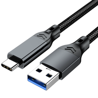 Kabel USB3.2 Gen2 10Gbps USB a ke C 3A 60W QC3.0 Pengisian Cepat untuk Samsung NVMe Hard Disk Eksternal Android Kabel Data Braid