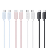 USAMS kabel Data bergaris, kabel pengisian daya Cepat tipe-c ke tipe-c untuk ponsel laptop desain baru 2024