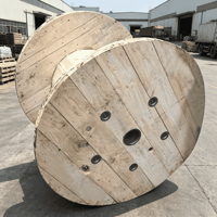 Bobines de câbles en bois massif à base stable, portables pour site industriel, grande capacité, pour le stockage et le déroulement de câbles