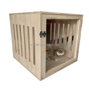 Casa de perro blanca moderna interior de madera con puerta acrílica Muebles para mascotas Perrera - Product Image 4