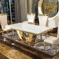 Appartement hôtel maison mobilier contemporain design moderne dessus en marbre table à manger ensemble 6 chaises avec pied en métal